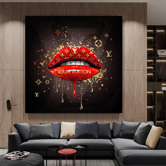 Red Lips Canvas Wall Art - Vibrant Home Decor for a Bold Statement-GraffitiWallArt