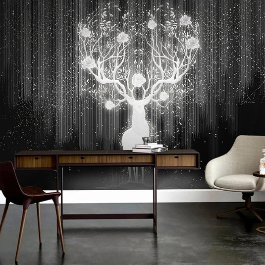 Reindeer Magic Wallpaper: Blend of Festive Charm-GraffitiWallArt