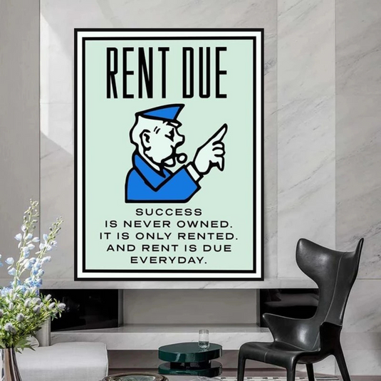 Rent Due Board Game - Monopoly Wall Art for Game Night-GraffitiWallArt