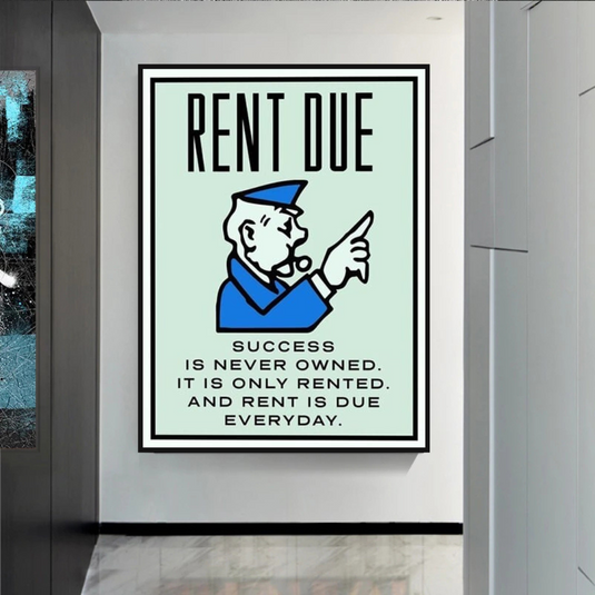 Rent Due Board Game - Monopoly Wall Art for Game Night-GraffitiWallArt