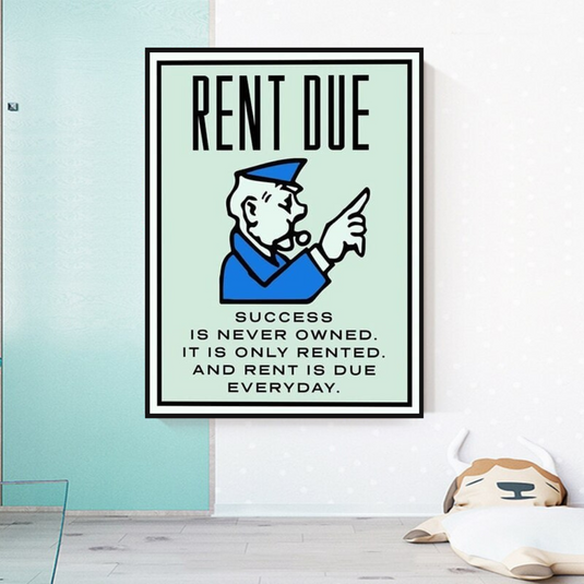 Rent Due Board Game - Monopoly Wall Art for Game Night-GraffitiWallArt