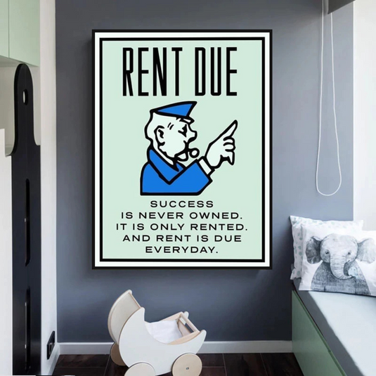 Rent Due Board Game - Monopoly Wall Art for Game Night-GraffitiWallArt