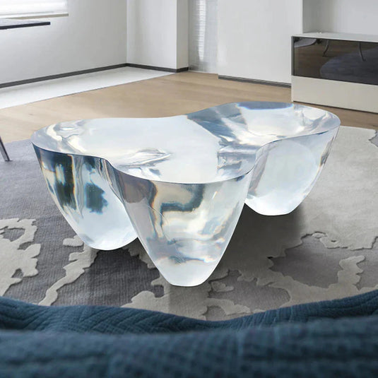 Resin Figurine Glass Coffee Table-GraffitiWallArt