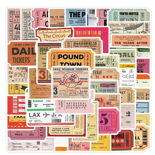 Retro Air Tickets Stickers - Famous Waterproof Bundle-GraffitiWallArt