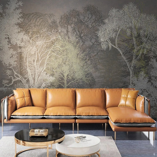 Retro Forest 3D Tree Wallpaper for Home Wall Decor-GraffitiWallArt