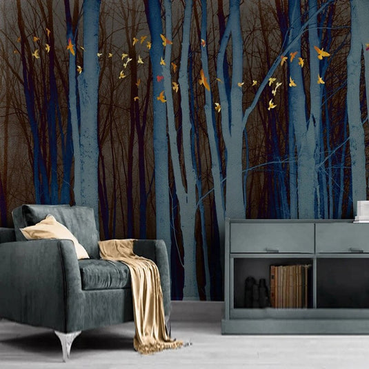 Retro Forest Wallpaper Mural - Transform Your Space-GraffitiWallArt