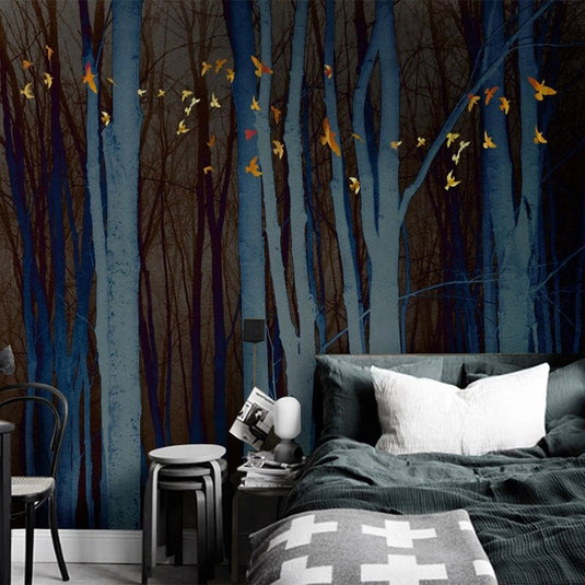 Retro Forest Wallpaper Mural - Transform Your Space-GraffitiWallArt