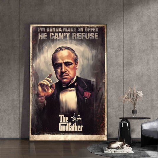 Retro Godfather Movie Poster - Canvas Print for Living Room Decor-GraffitiWallArt