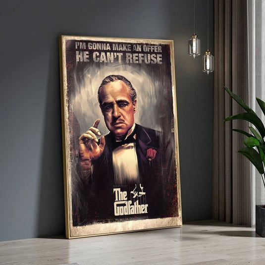 Retro Godfather Movie Poster - Canvas Print for Living Room Decor-GraffitiWallArt