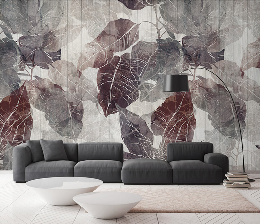 Retro Leaves Theme: Romantic Wallpaper Murals-GraffitiWallArt