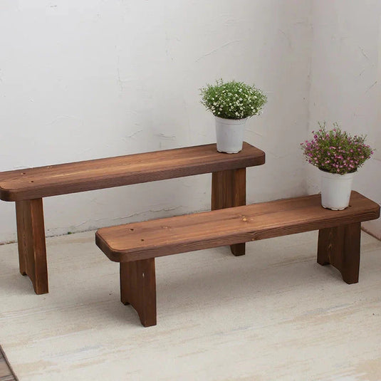 Retro Solid Oak Wood Shoe Long Bench-GraffitiWallArt