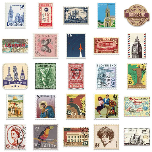 Retro Stamp Stickers Pack - Vintage Twist-GraffitiWallArt