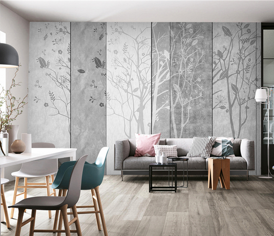 Retro Woods Theme Design: Tree Planks Wallpaper Murals-GraffitiWallArt