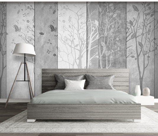 Retro Woods Theme Design: Tree Planks Wallpaper Murals-GraffitiWallArt