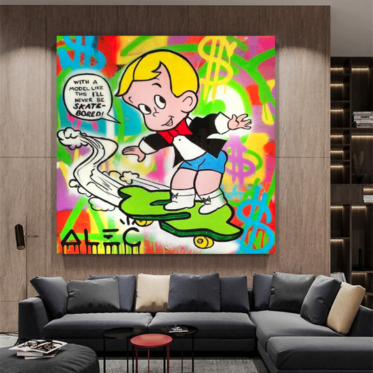 Richie Money Skating - Alec Monopoly Wall Art-GraffitiWallArt