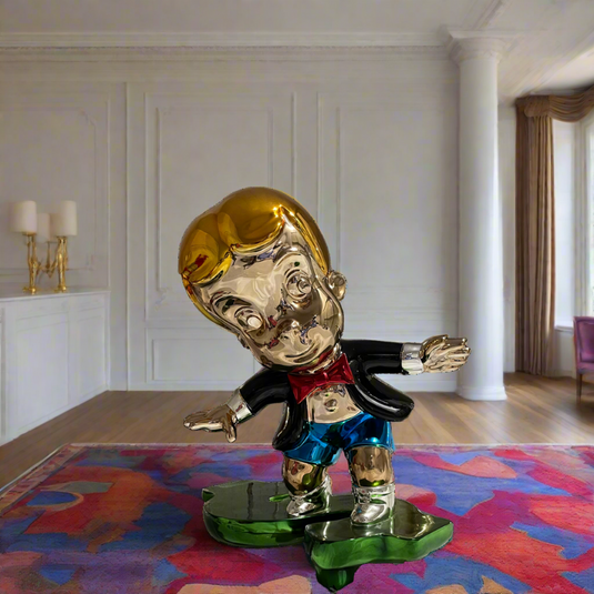 Richie Rich Skating Money Sculpture Statue-GraffitiWallArt