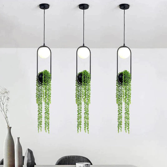 Ring Plant Pot Hanging Lamp - Floral Decor-GraffitiWallArt