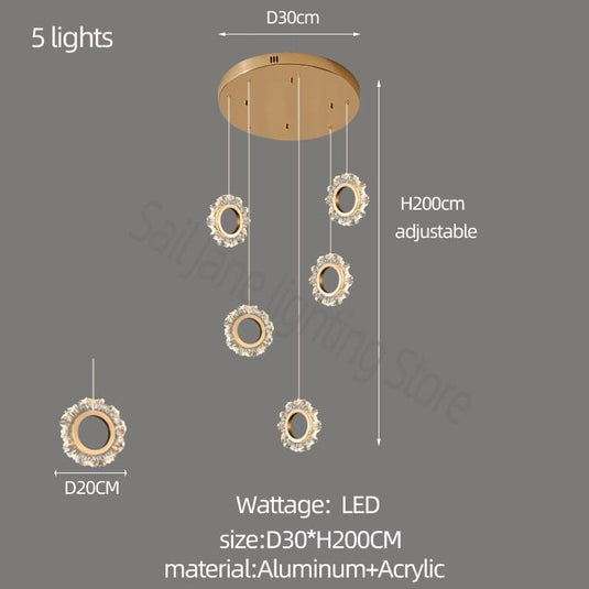 Rings LED Light Staircase Chandelier – Style Your Staircase-GraffitiWallArt