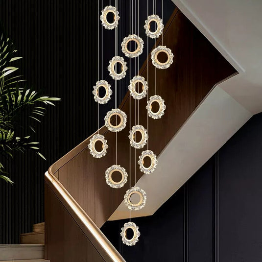 Rings LED Light Staircase Chandelier – Style Your Staircase-GraffitiWallArt