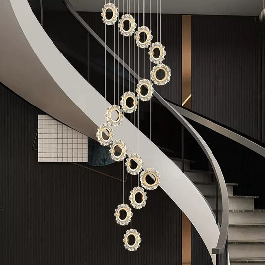 Rings LED Light Staircase Chandelier – Style Your Staircase-GraffitiWallArt