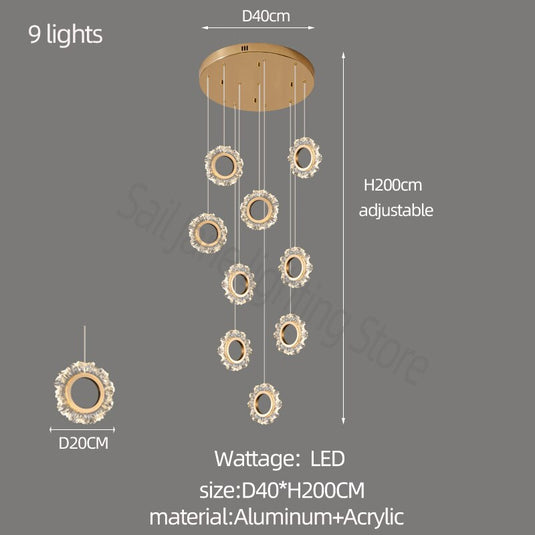 Rings LED Light Staircase Chandelier – Style Your Staircase-GraffitiWallArt