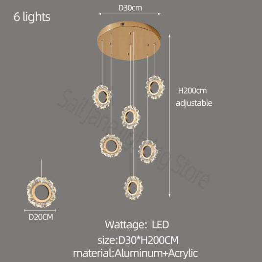 Rings LED Light Staircase Chandelier – Style Your Staircase-GraffitiWallArt