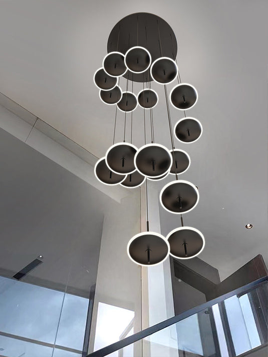 Rings LED Plate Staircase Chandelier-GraffitiWallArt