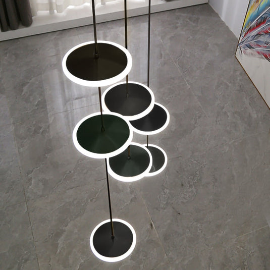 Rings LED Plate Staircase Chandelier-GraffitiWallArt