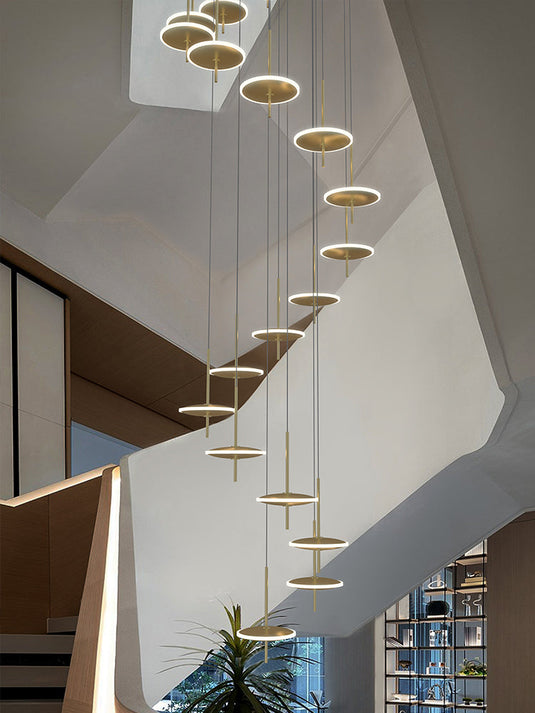 Rings LED Plate Staircase Chandelier-GraffitiWallArt