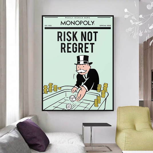 Risk Not RegretRisk Not Regret - Monopoly Canvas Wall Art-GraffitiWallArt