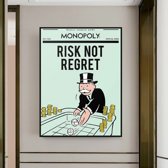 Risk Not RegretRisk Not Regret - Monopoly Canvas Wall Art-GraffitiWallArt