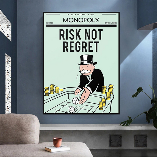 Risk Not RegretRisk Not Regret - Monopoly Canvas Wall Art-GraffitiWallArt