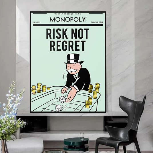 Risk Not RegretRisk Not Regret - Monopoly Canvas Wall Art-GraffitiWallArt