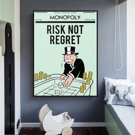 Risk Not RegretRisk Not Regret - Monopoly Canvas Wall Art-GraffitiWallArt