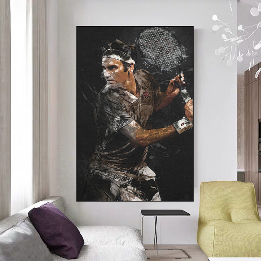 Roger Federer Tennis Legend Canvas Wall Art - Sports Decor-GraffitiWallArt