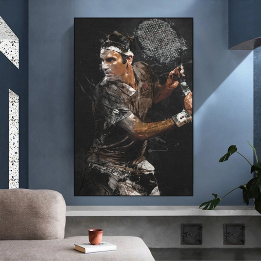 Roger Federer Tennis Legend Canvas Wall Art - Sports Decor-GraffitiWallArt