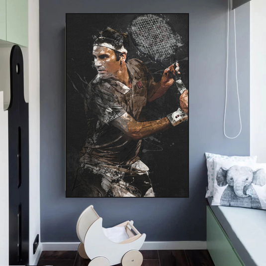 Roger Federer Tennis Legend Canvas Wall Art - Sports Decor-GraffitiWallArt