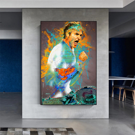 Roger Federer Tennis Legend Canvas Wall Art-GraffitiWallArt