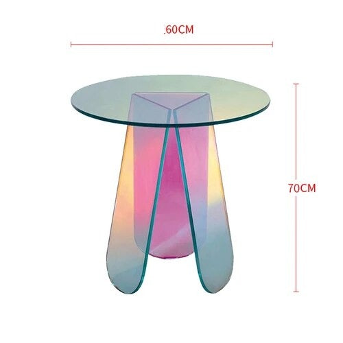 Round Acrylic Rainbow Coffee Tables Set-GraffitiWallArt