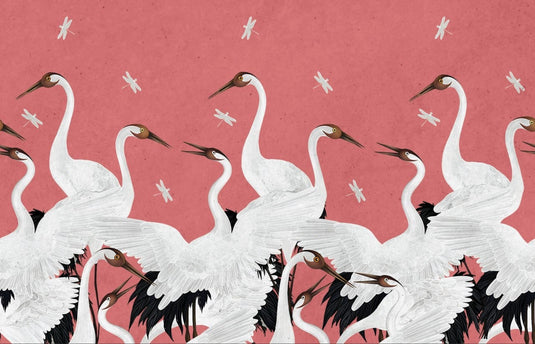 Salmon Pink Flamingo Wallpaper for Home Wall Decor-GraffitiWallArt