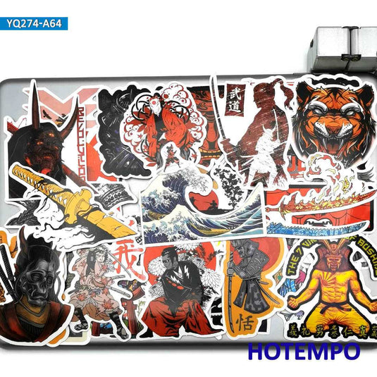 Samurai Bushido Style Stickers - Japan 60-Pack Famous Waterproof-GraffitiWallArt