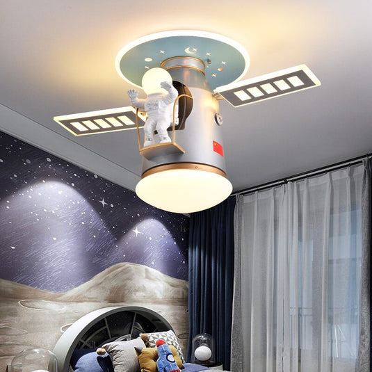 Satellite Earth Space Ship NASA LED Ceiling Lamp for Kids Room-GraffitiWallArt