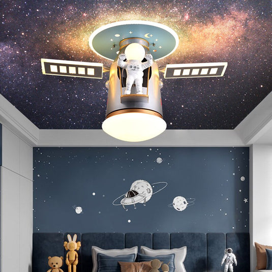 Satellite Earth Space Ship NASA LED Ceiling Lamp for Kids Room-GraffitiWallArt