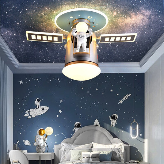 Satellite Earth Space Ship NASA LED Ceiling Lamp for Kids Room-GraffitiWallArt