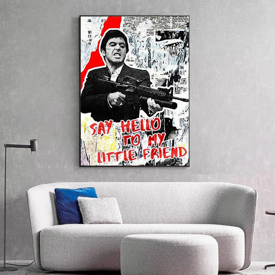 Scarface Tony Montana Poster: Say Hello to my Little friend-GraffitiWallArt