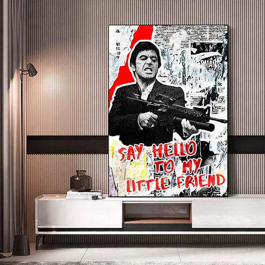 Scarface Tony Montana Poster: Say Hello to my Little friend-GraffitiWallArt