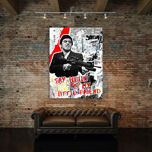 Scarface Tony Montana Poster: Say Hello to my Little friend-GraffitiWallArt