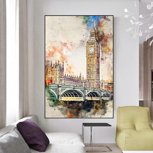 Scenery City London Big Ben Landscape Canvas Wall Art-GraffitiWallArt