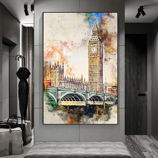 Scenery City London Big Ben Landscape Canvas Wall Art-GraffitiWallArt