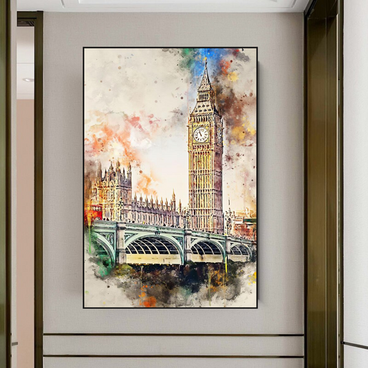 Scenery City London Big Ben Landscape Canvas Wall Art-GraffitiWallArt